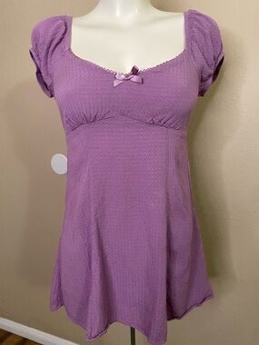 Self💚e  Lavender Sweetheart Neck rayon Babydoll coquette mini dress S